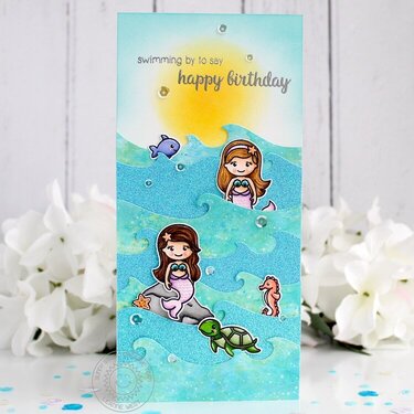 Sunny Studio Stamps Magical Mermaid Waves Card by Leanne West