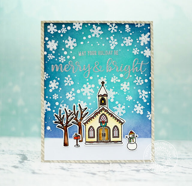 Sunny Studio Christmas Chapel Card by Lexa Levana