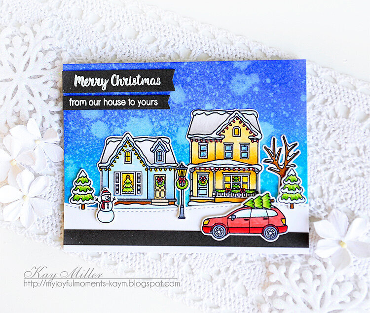 Sunny Studio Christmas Home Card by Kay Miller
