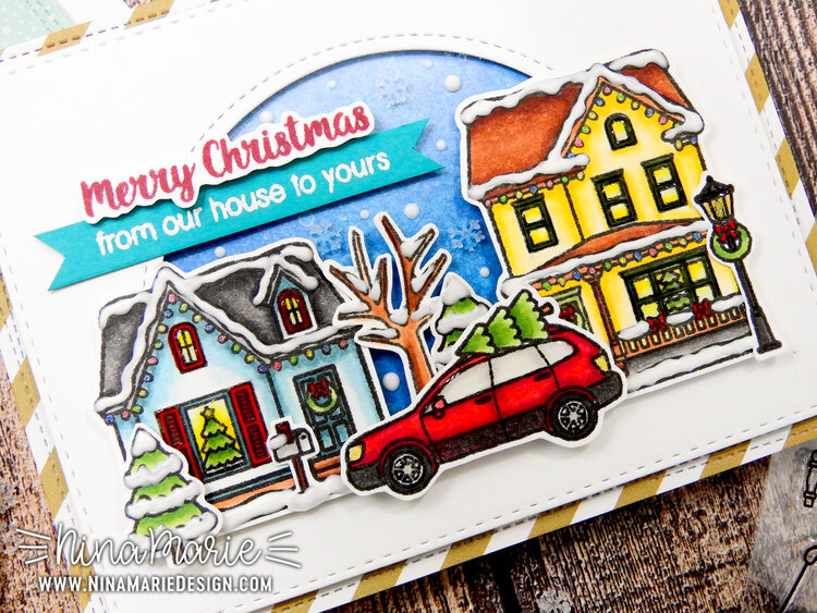 Sunny Studio Christmas Home Card by Nina Marie Trapani
