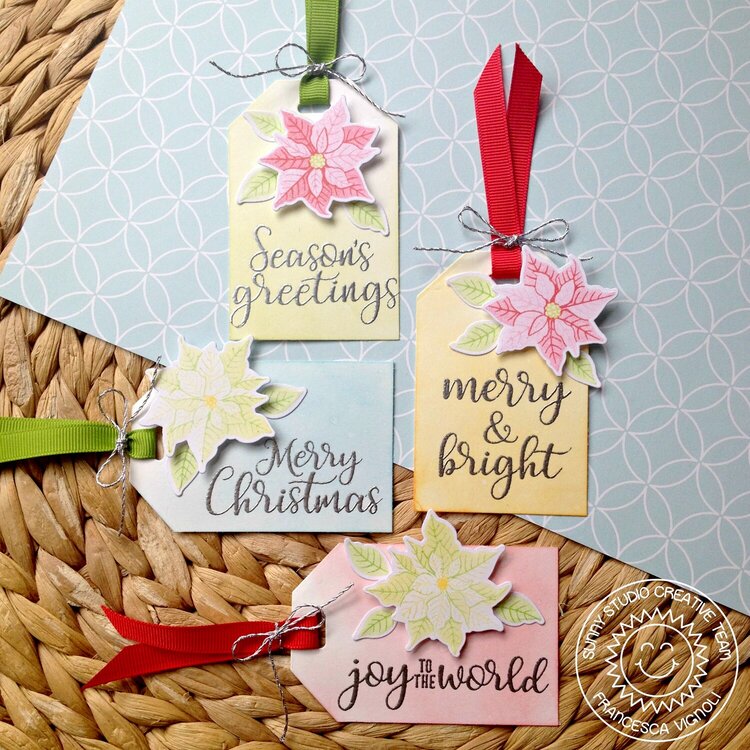 Sunny Studio Petite Poinsettias Gift Tags by Francesca Vignoli