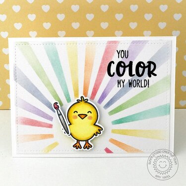 Sunny Studio Color My World Rainbow Sunray Card by Amy Yang