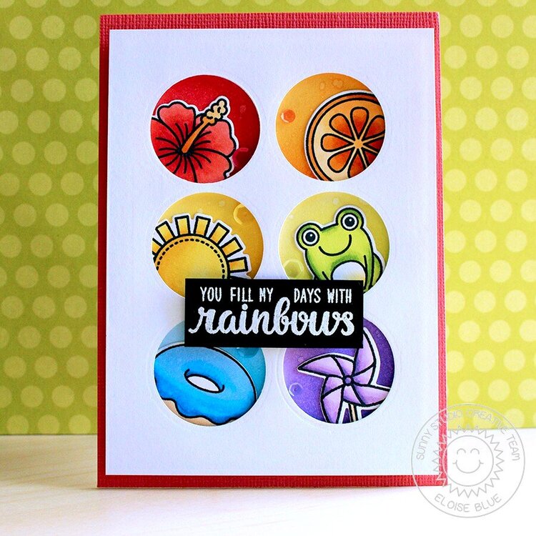 Sunny Studio Stamps Rainbow Grid Card by Eloise Blue