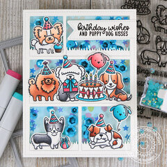 Sunny Studio Stamps Party Pups Shaker Card by Juliana Michaels