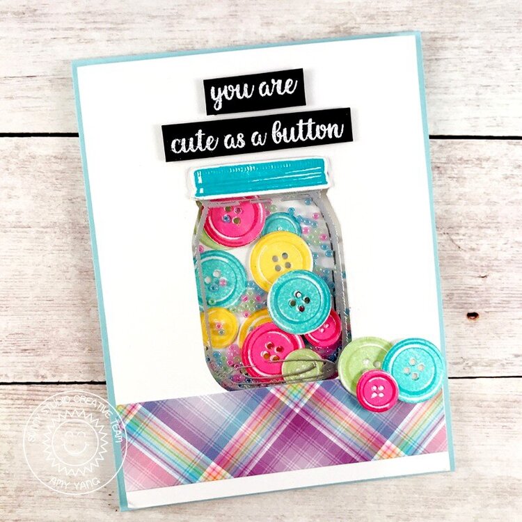Sunny Studio Cute As A button Shaker Card by Amy Yang