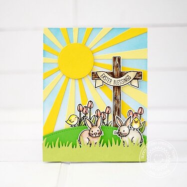Sunny Studio Easter Wishes Sunburst Cross Card by Lexa Levana