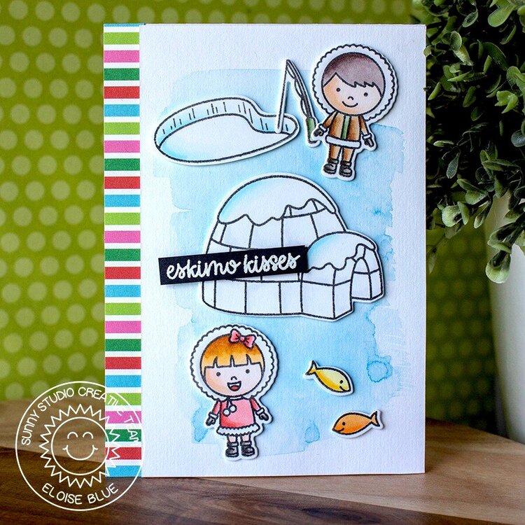 Sunny Studio Stamps Eskimo Kisses Card by Eloise Blue