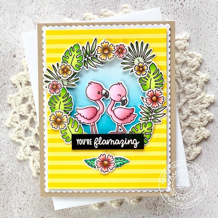 Sunny Studio Stamps Fabulous Flamingos Card by Angelica Conrad