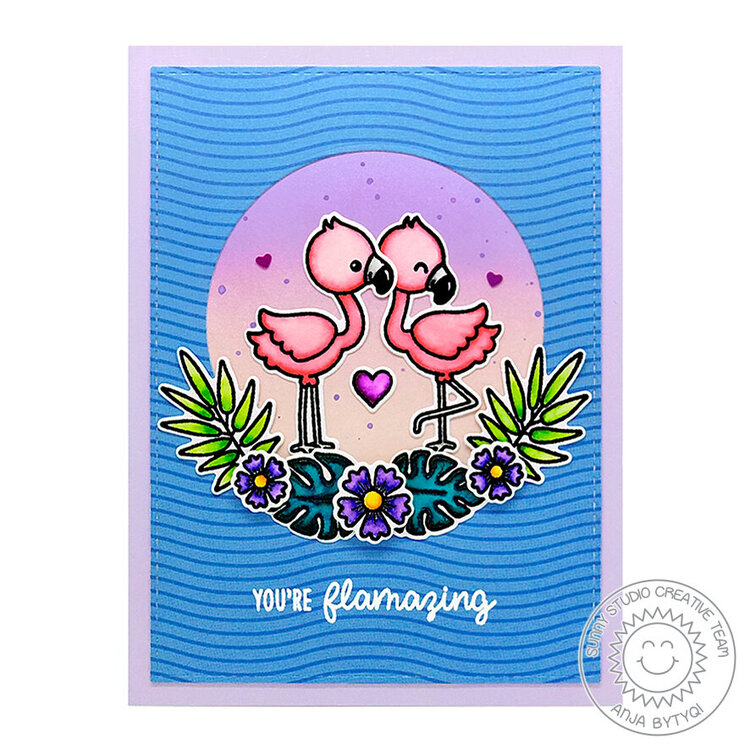 Sunny Studio Stamps Fabulous Flamingos Card by Anja