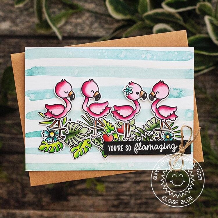 Sunny Studio Stamps Fabulous Flamingos Card by Eloise Blue