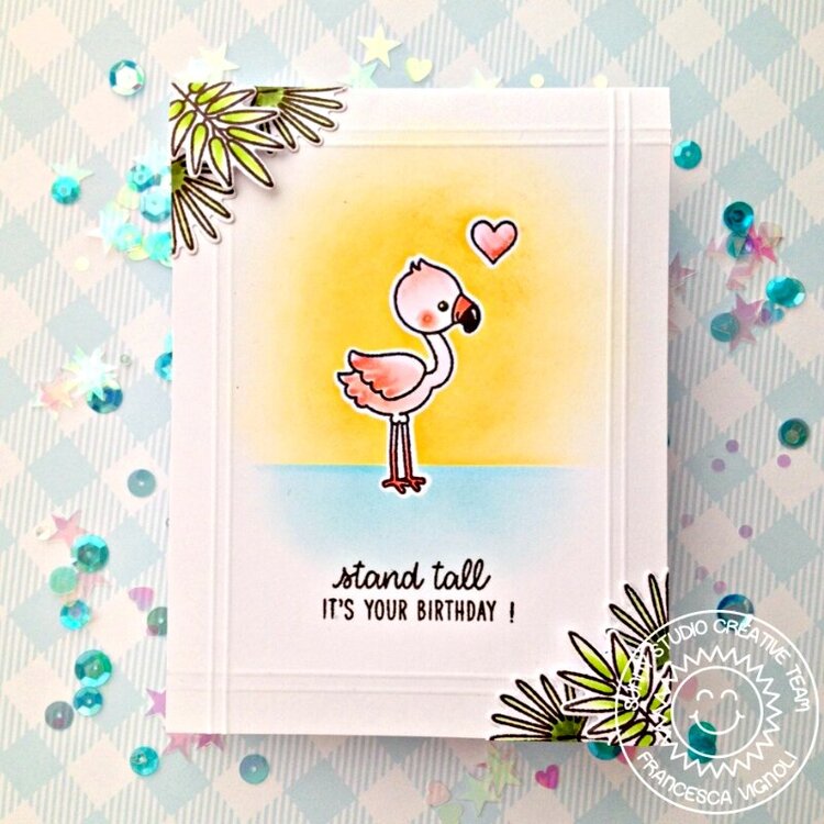 Sunny Studio Stamps Fabulous Flamingos Card by Franci