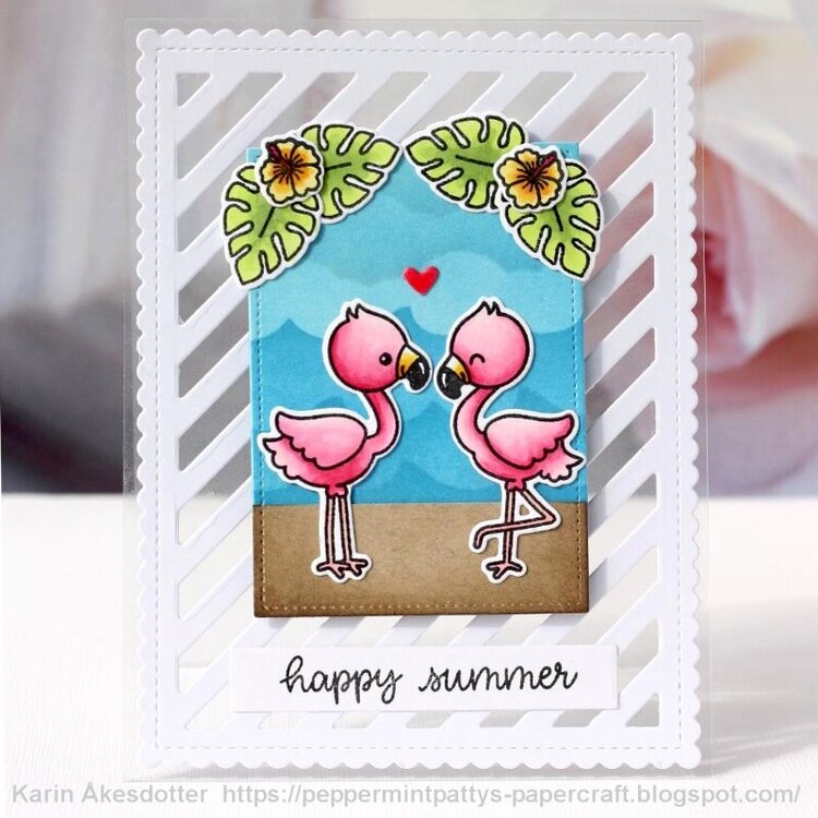 Sunny Studio Stamps Fabulous Flamingos Card by Karin