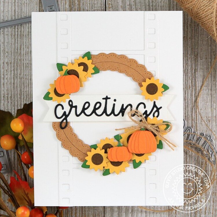 Sunny Studio Stamps Fall Wreath Card by Juliana Michaels