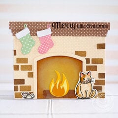 Sunny Studio Fireplace Shaped Christmas Card by Lexa Levana