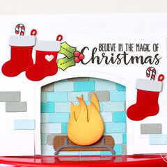 Sunny Studio Fireplace Shaped Christmas Card by Nancy Damiano