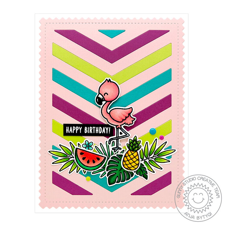 Sunny Studio Stamps Fabulous Flamingos Card by Anja