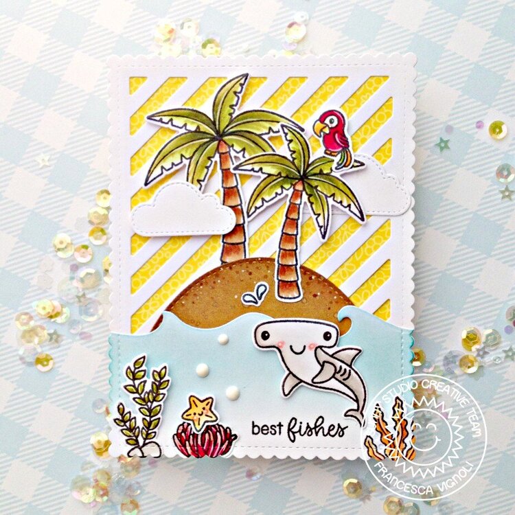 Sunny Studio Stamps Best Fishes Beach Card by Franci