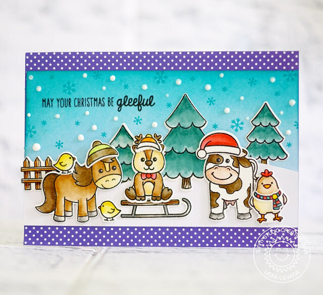 Sunny Studio Christmas On The Farm Card by Lexa Levana