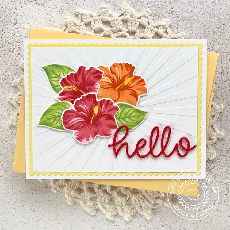 Sunny Studio Stamps Hawaiian Hibiscus Card by Angelica Conrad