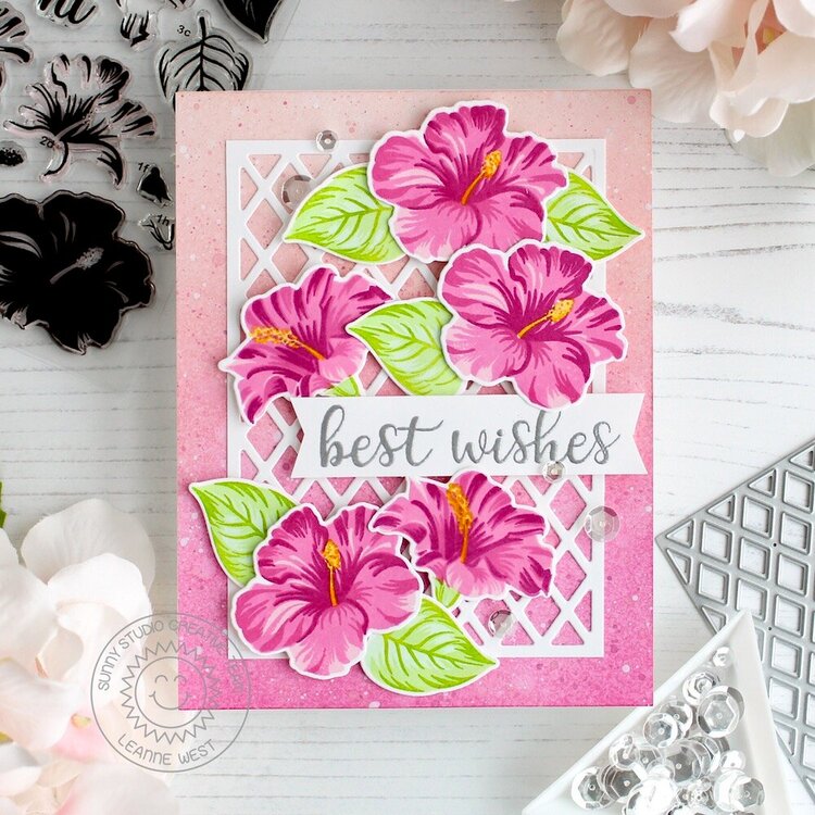 Sunny Studio Stamps Hawaiian Hibiscus Card by Leanne West