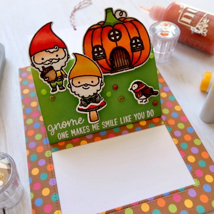 Sunny Studio Stamps Home Sweet Gnome Pop-up Card by Laura Sterckx