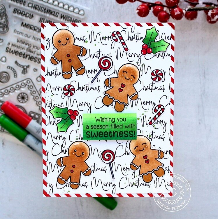 Sunny Studio Jolly Gingerbread Card by Vanessa Menhorn