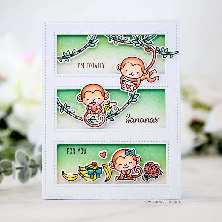 Sunny Studio Stamps Love Monkey Card by Keeway Tsao