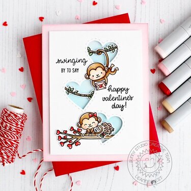 Sunny Studio Stamps Love Monkey Card by Leanne West