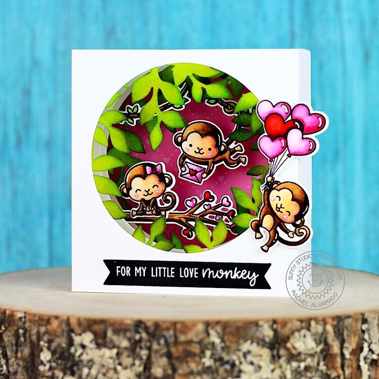 Sunny Studio Stamps Love Monkey Card by Rachel Alvarado
