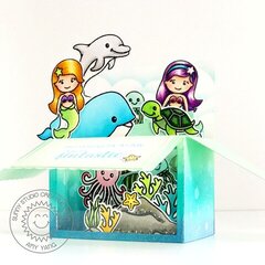 Sunny Studio Magical Mermaids Pop-up Box Card by Amy Yang