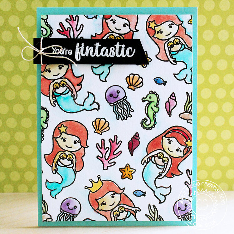 Sunny Studio Magical Mermaids Card by Eloise Blue