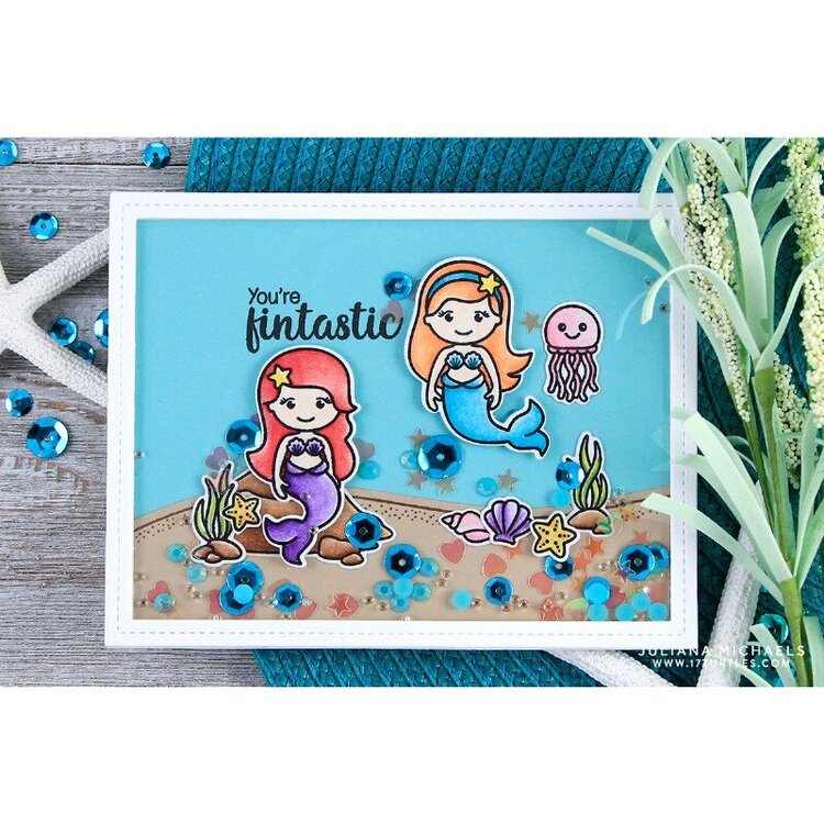 Sunny Studio Stamps Magical Mermaids Shaker Card by Juliana Michaels