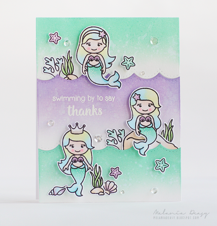 Sunny Studio Magical Mermaids Card by Melania Deasy