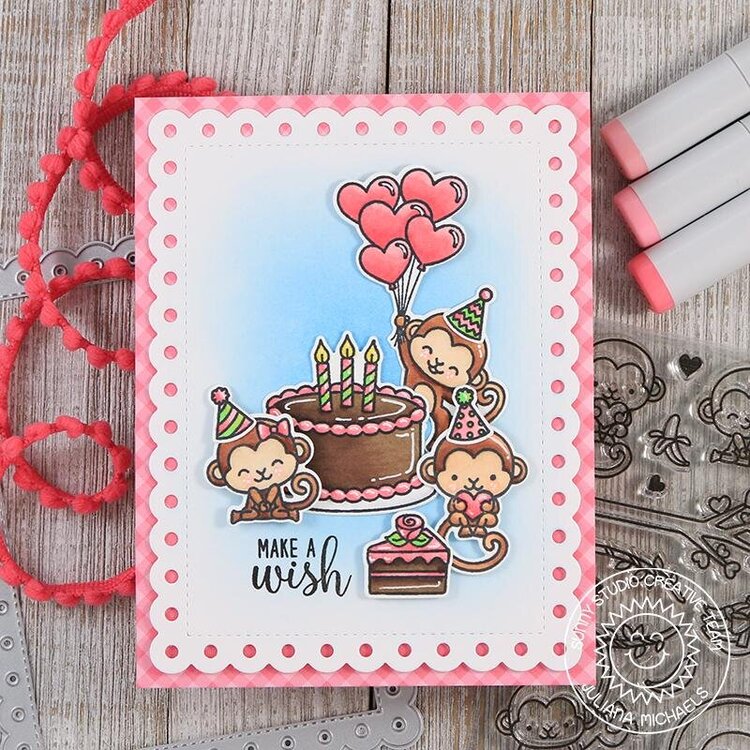 Sunny Studio Stamps Love Monkey Card by Juliana Michaels