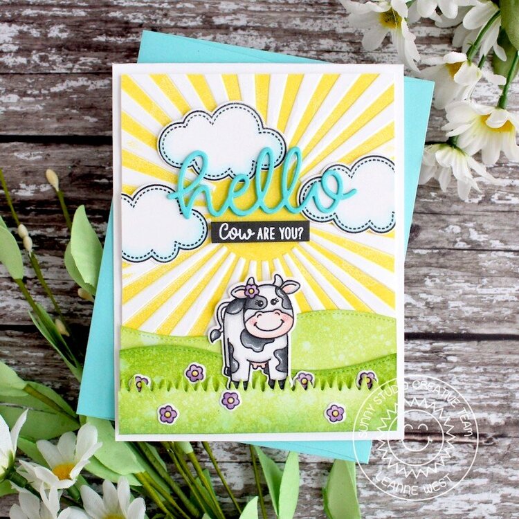 Sunny Studio Stamps Miss Moo Cow Card by
