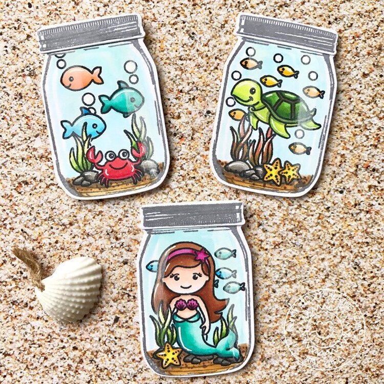 Sunny Studio Ocean Jar Card by Amy Yang