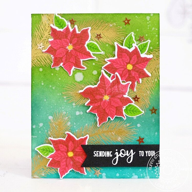 Sunny Studio Petite Poinsettias Christmas Card by Lexa Levana