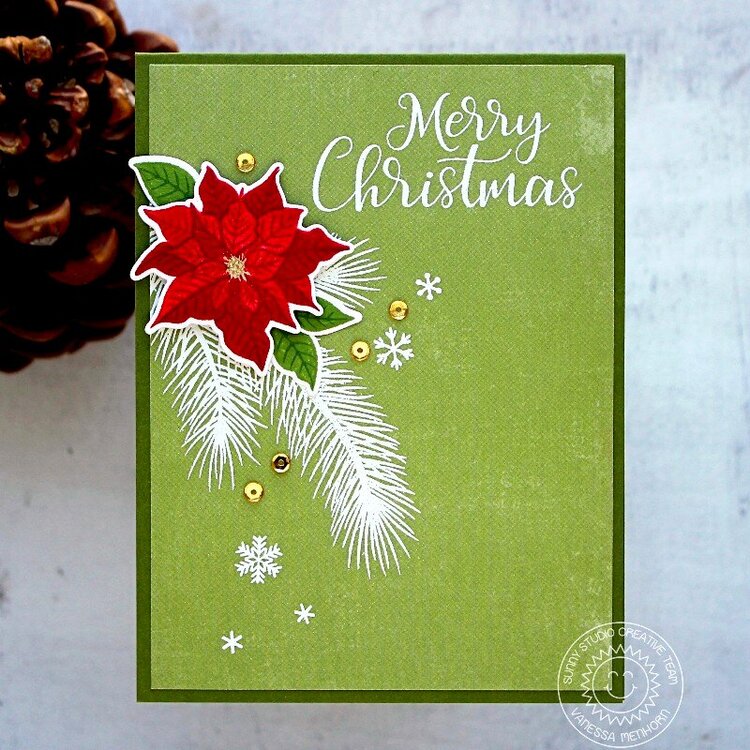 Sunny Studio Petite Poinsettias Christmas Card by Vanessa Menhorn