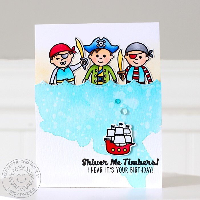 Sunny Studio Stamps Pirate Pals card by Nancy Damiano