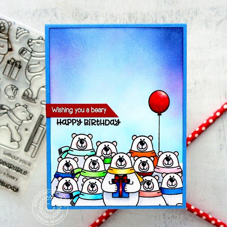 Sunny Studio Playful Polar Bears Card by Vanessa Menhorn