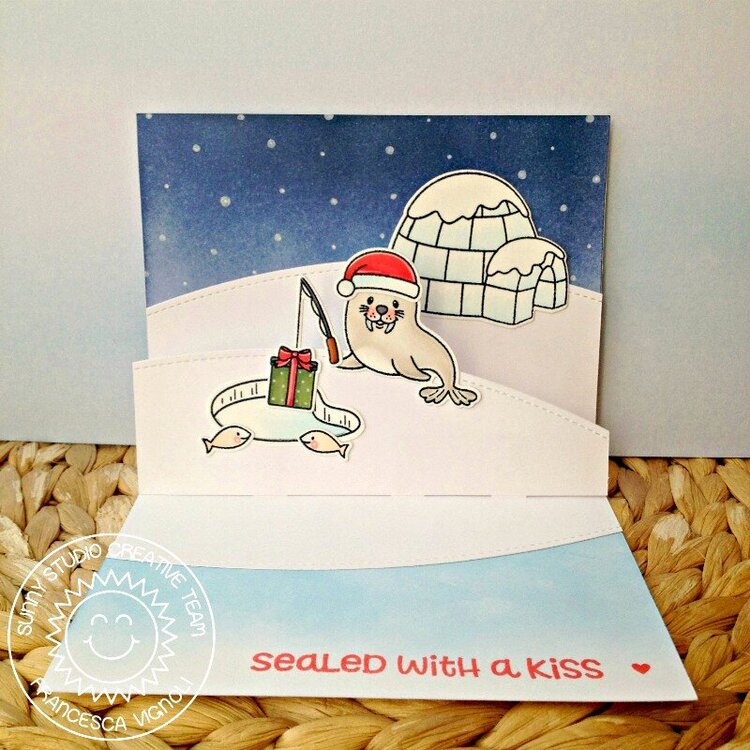 Sunny Studio Polar Playmates Christmas Card by Francesca Vignoli