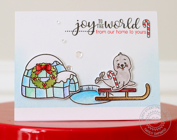 Sunny Studio Polar Playmates Christmas Card by