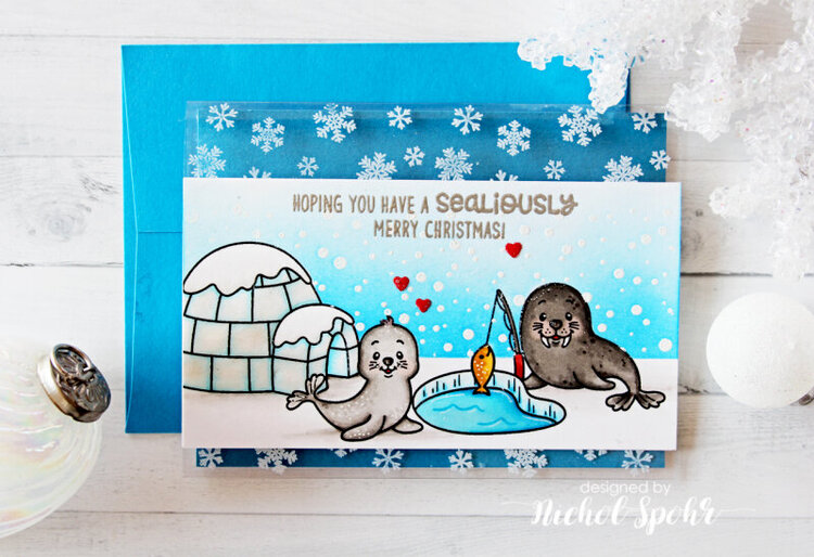 Sunny Studio Polar Playmates Christmas Card by