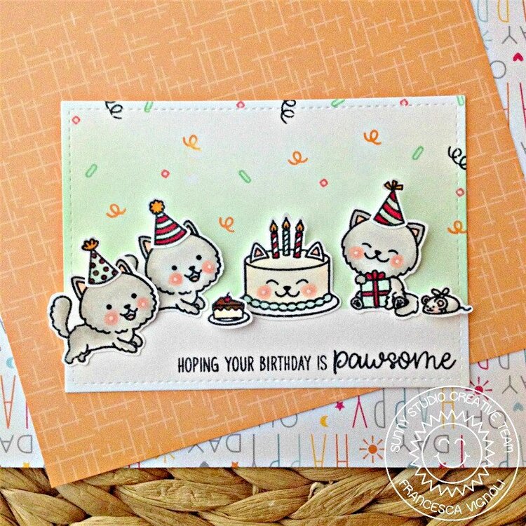 Sunny Studio Stamps Purrfect Birthday Cat Card by Franci Vignoli