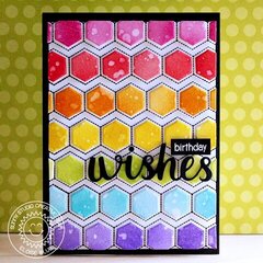 Sunny Studio Stamps Quilted Hexagon Card by Eloise Blue