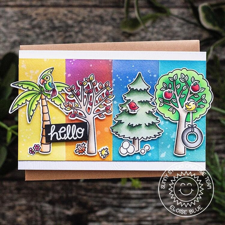 Sunny Studio Stamps Seasonal Trees Card by Eloise Blue