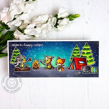 Sunny Studio Stamps Seasonal Trees Camping Card by Rachel