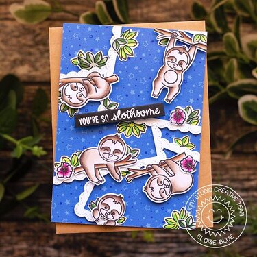 Sunny Studio Stamps Silly Sloths Card by Eloise Blue