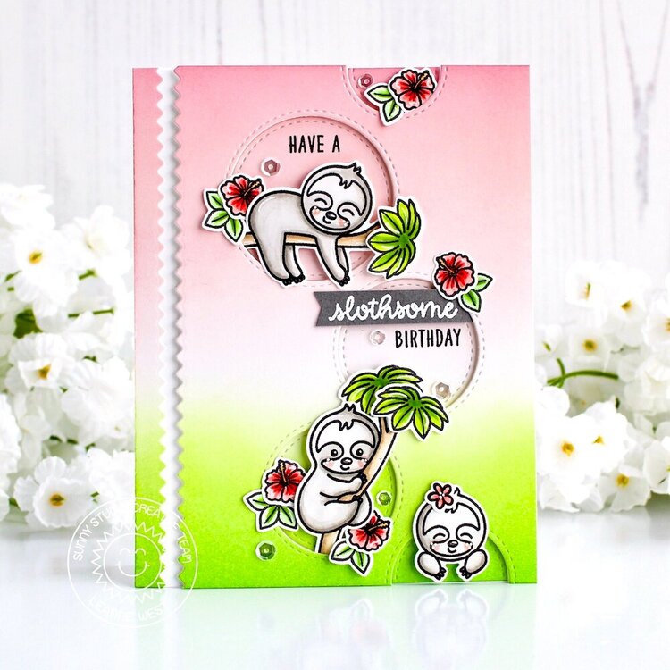 Sunny Studio Stamps Silly Sloths Card by Leanne West