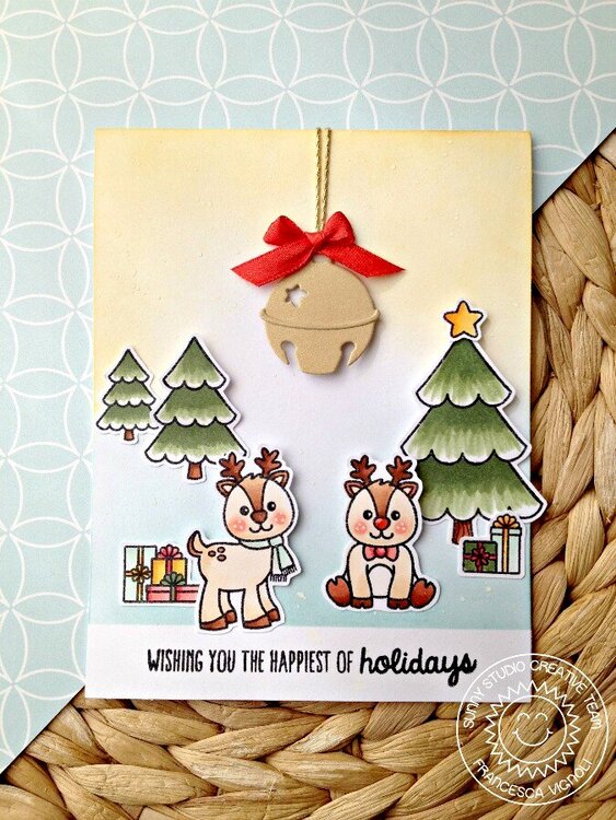 Sunny Studio Silver Bells Christmas Card by Francesca Vignoli
